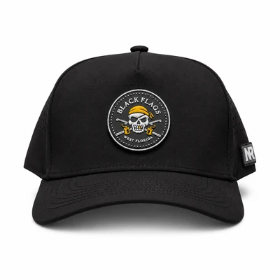 Black West Florida Black Flags cap with curved brim and round skull patch